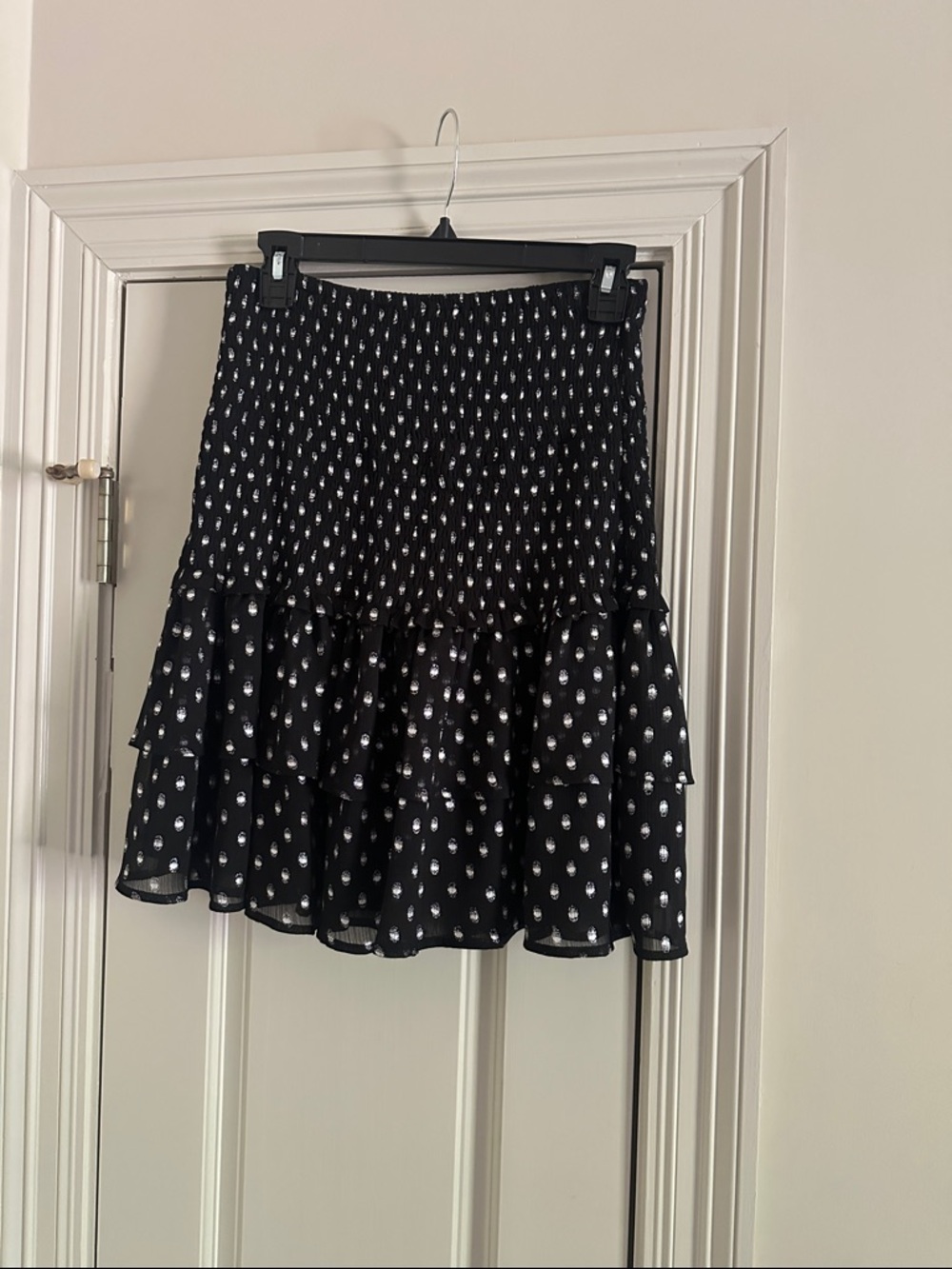 Black Dot Tiered Mini Skirt